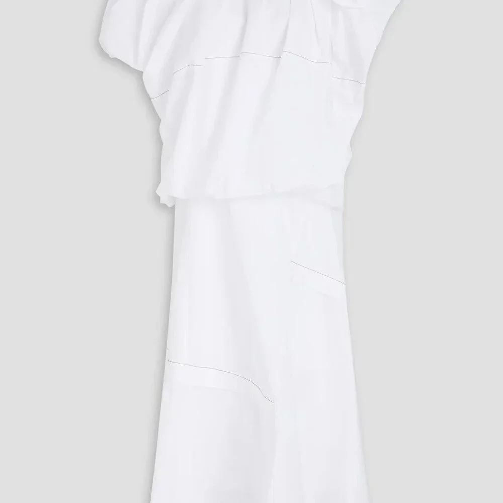 NWT 3.1 PHILLIP LIM One-shoulder ruffled poplin midi dress white sz 4 $750 - Picture 3 of 6